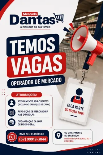 Vaga Operador de Mercado - Mercado Dantas