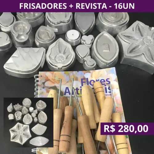 Lote frisadores de EVA + revista de modelos e passo-a-passo