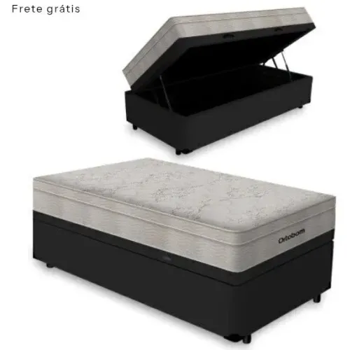 Cama Box Baú com Colchão de Espuma D33 Ortobom Airtech 100 Solteiro 88cm