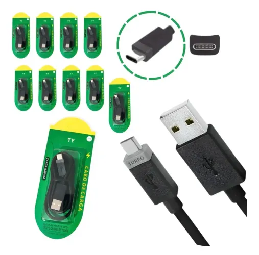 Kit 10 Cabos Tipo C Turbo Celular Usb Dados Rapido Atacado