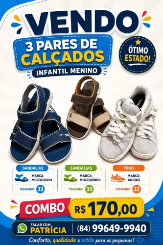 Tênis Adidas e sandálias Molequinho