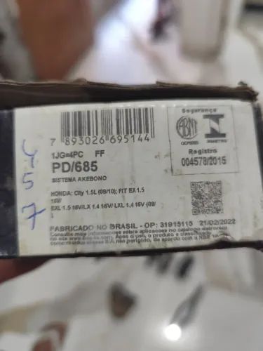 Pastilha de freio Honda city