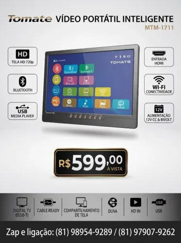 TV Digital Portátil Tomate MTM-1711 de 17 polegadas