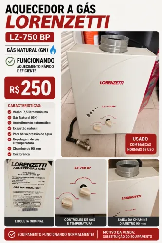 Aquecedor a Gás Lorenzetti LZ-750-BP