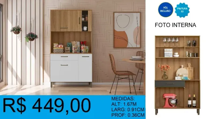 Armário de cozinha alt:1,67m larg:91cm - frete gratuito!