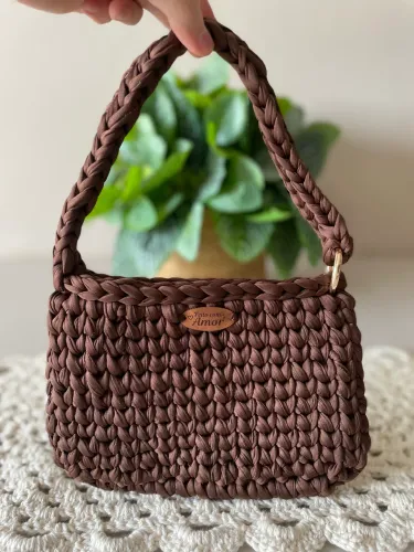 Bolsa de Ombro Feito a Mão Crochê 