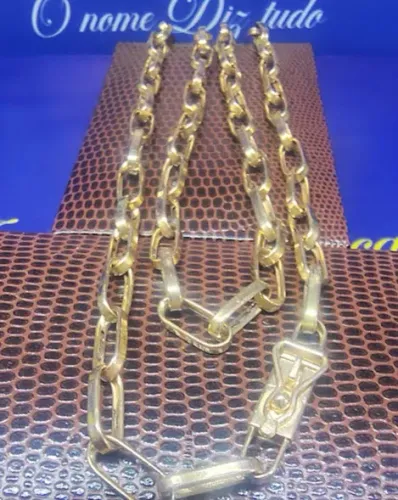 Cordão Barquert Masculino Ouro 18 Kilates Peso 11.11 Gramas 5 mm 60 Cm Fecho Gaveta Oco   
