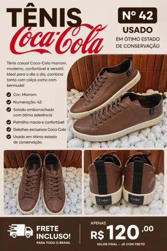 Tênis Coca-Cola Casual Masculino Nº 42 - Ótimo Estado