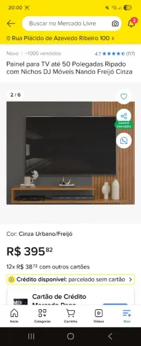 Painel TV em mdf cinza e madeira feijo