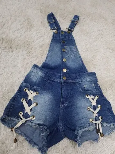 Jardineira jeans com elastano tam38