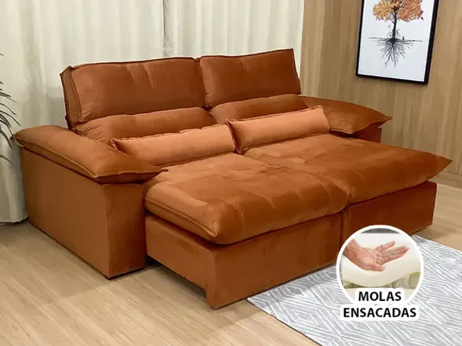 Sofá Retrátil Reclinável 2,90m Molas Bonnel Vegas a54
