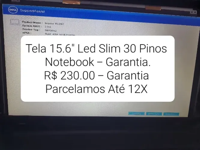 Tela Led Slim 15.6'' Notebook 30 Pinos - Garantia.