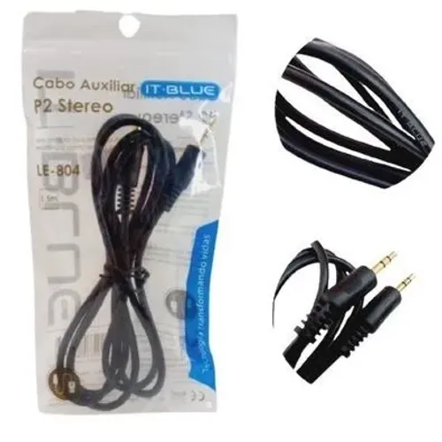 Cabo Auxiliar Áudio P2 Stereo 3.5mm 1,5 Metro It-Blue Le-804