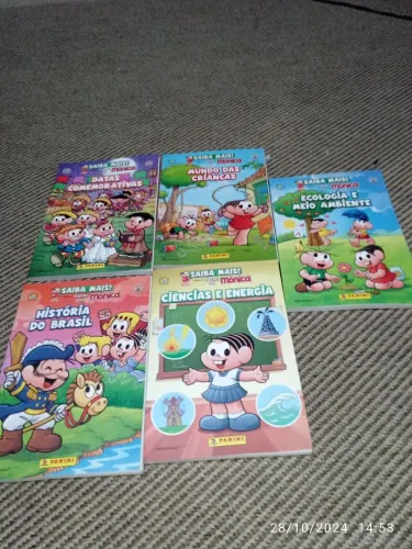 Coleção Saiba mais turma da Mônica. Cinco diferentes exemplares.
