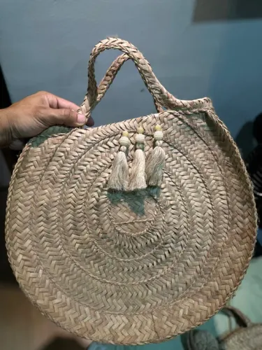 Bolsa de palha redonda Praia.