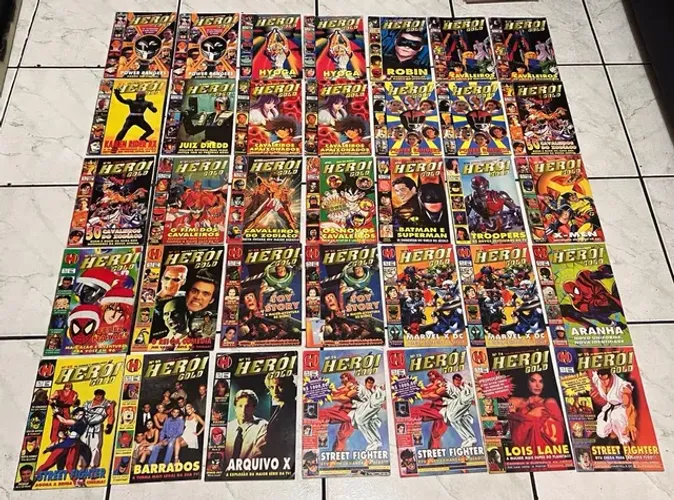 Revistas herói, herói gold e heróis do futuro, 15,00 a 25,00 cada.