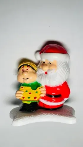 Papai Noel com Duende - miniatura Bauducco de Natal - altura 4 cm (enfeite)