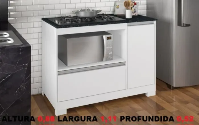 Balcão para cooktop gavetas com corrediças telescópicas