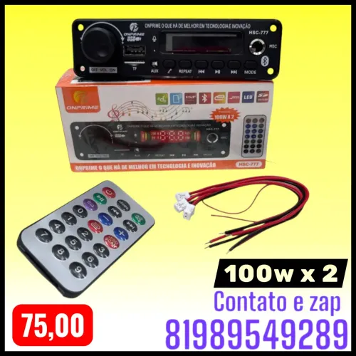 Placa Amplificadora Modulo Radio Usb Mp3 Aux Sd Bluetooth Fm 100w x 2
