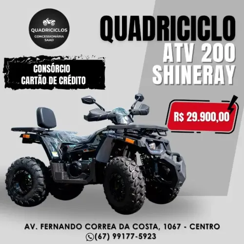 Quadriciclo 200 cilindradas 0KM - até 24 X no cartão, várias opções 