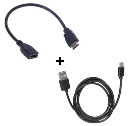 Kit Cabos Extensor HDMI + Carregador USB Tipo C Para Celular Pc Computador Game Stick GD10
