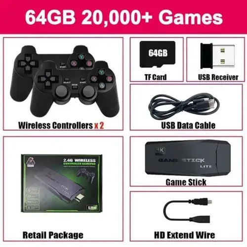 Console de Vídeo Game com 20.000+ Jogos e 2 Controles Inalámbricos!