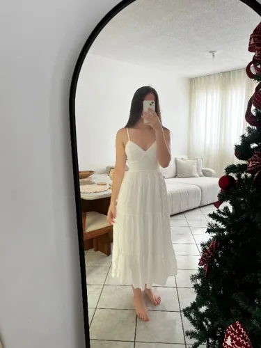 VESTIDO MIDI BRANCO PRÉ WEDDING NOIVA ANO NOVO 