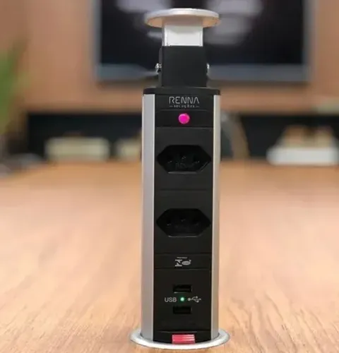 Torre Tomada Retrátil Multiplug 2 Tom. 3p10a +2 Usb Pr Renna