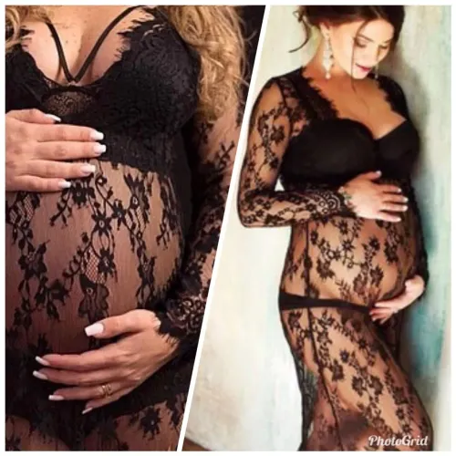 Vestido de renda preto para gestantes