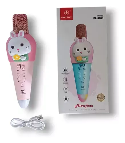 Microfone Infantil Coelhinho Sem Fio Com Efeitos De Voz
