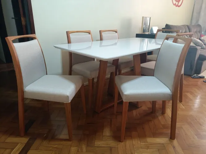 Mesa de Jantar Moderna com 6 Cadeiras 160x90