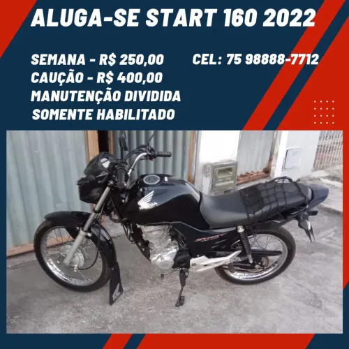Moto de Aluguel para 99 - locação de moto - 250 Semanal