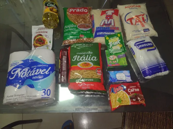 Cestas Básicas *12 itens:*  ?1 Arroz tipo 1. 1kg ?1 Feijão Tipo 1. 1kg ?1 Açúcar tipo 1. 1
