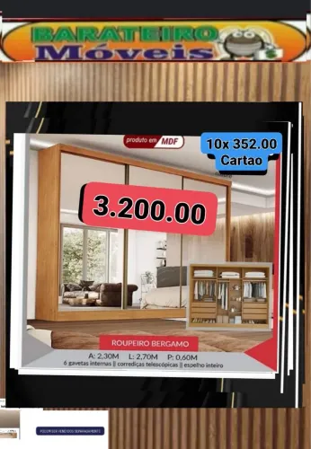 Guarda roupa casal mdf espelhado