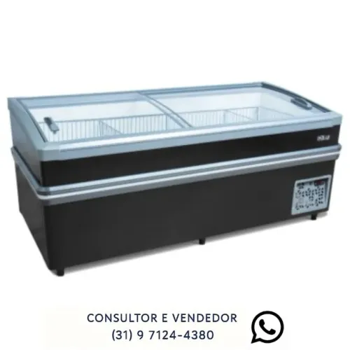 Ilha de Congelados Polar 2,00M Plus Vidro Curvo 220v 