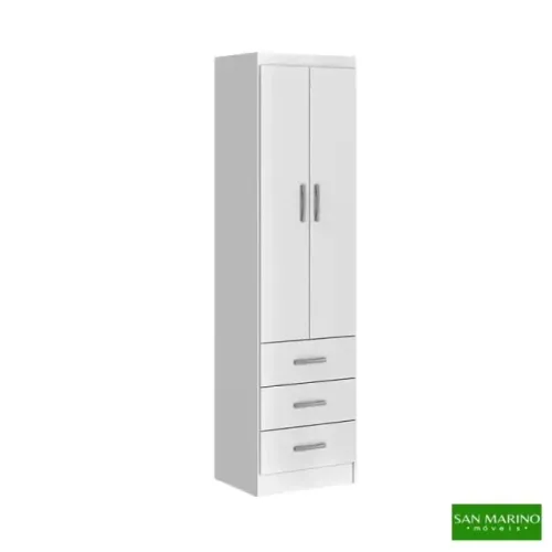 !!! FRETE GRATIS !!! Roupeiro Texas Larg. 0.47m Branco 2 Portas 3 Gavetas - San Marino