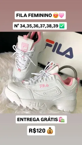 Fila Feminino Branco com Rosa - Vários Tamanhos