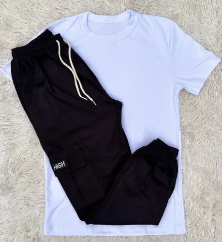 Kit Camisa e Calça Cargo Jogger Sarja