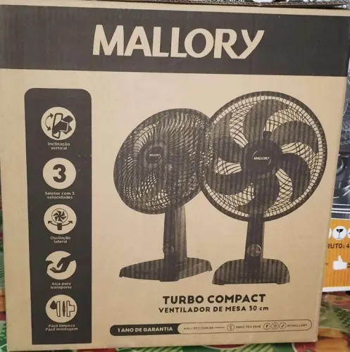 Ventilador de Mesa Mallory Turbo Compact 30cm - Novo
