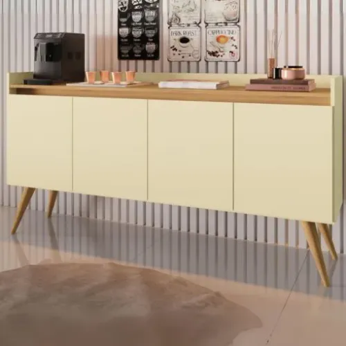 Buffet 4 Portas Gold Perola/Mel - MOVEIS PRIMUS