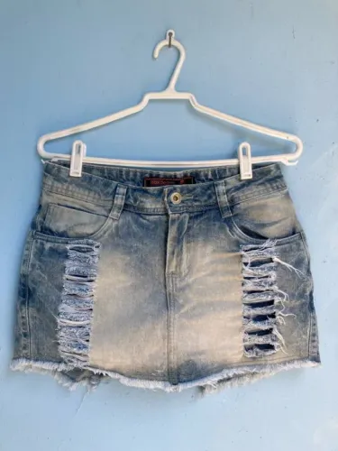 Short Saia Jeans Feminino, Tam M