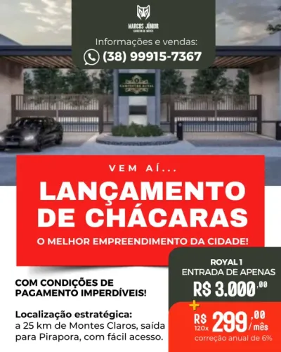 VENDO CHACARA DE OPORTUNIDADE COM TERRA DE CULTURA FINANCIADA A 25 KM DE MONTES CLAROS
