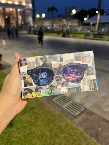 Óculos Inteligente Microwear W AI 3 com Câmera, Bluetooth e Áudio