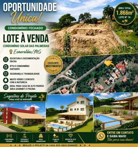 LOTE EM CONDOMÍNIO FECHADO | SOLAR DAS PALMEIRAS - ESMERALDAS/MG