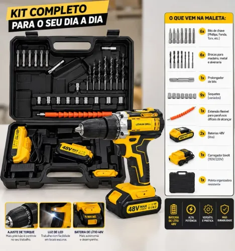 Parafusadeira kit completo 48 V - Entrega grátis