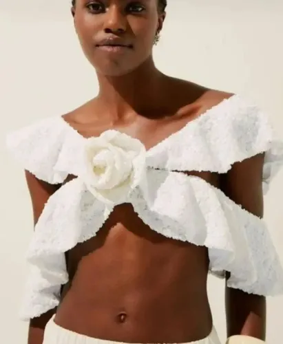 Top branco em paetês - M