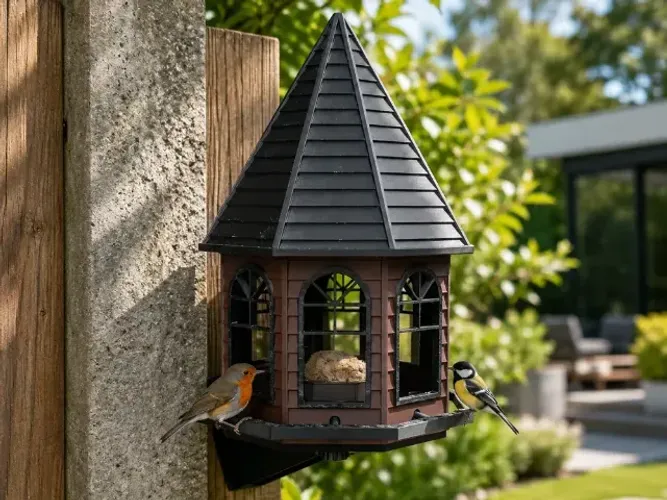 Comedouro para Pássaros em PETG - Casinha Decorativa para Jardim e Varanda