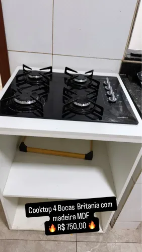 Cooktop 4 bocas com móvel MDF