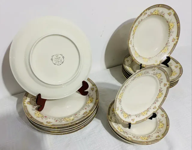 Lote 15 Peças Porcelana Schmidt Ivory China Fio Ouro Antigo