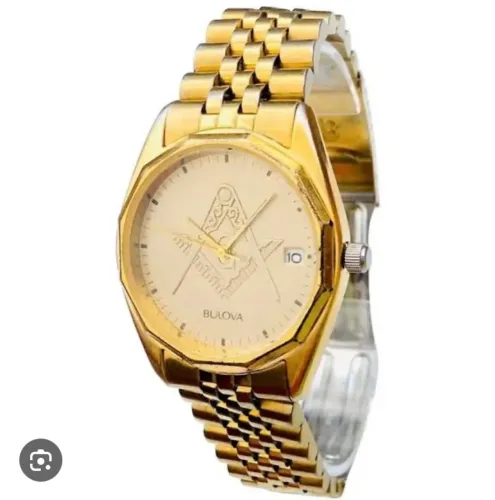Relógio Bulova Maçônico Dourado 